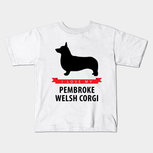 I Love My Pembroke Welsh Corgi Kids T-Shirt by millersye